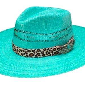 Turquoise Straw Hat